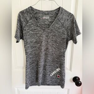Ladies Under Armour South Carolina Gamecocks Heat Gear Gray V-Neck Tee Small